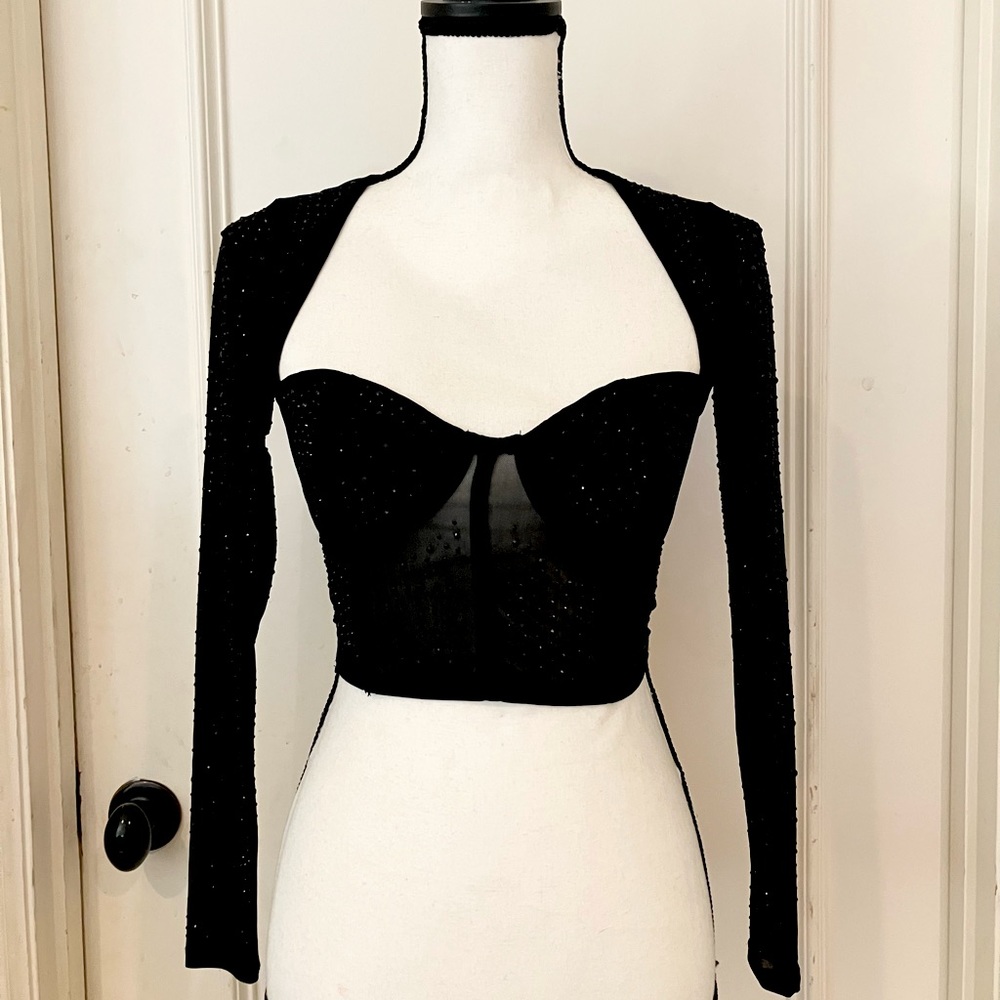 Windsor Black XS Crop Top Bustier